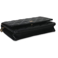 Black Quilted Caviar Classic Wallet On Chain
