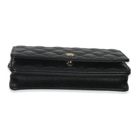 Black Quilted Caviar Classic Wallet On Chain