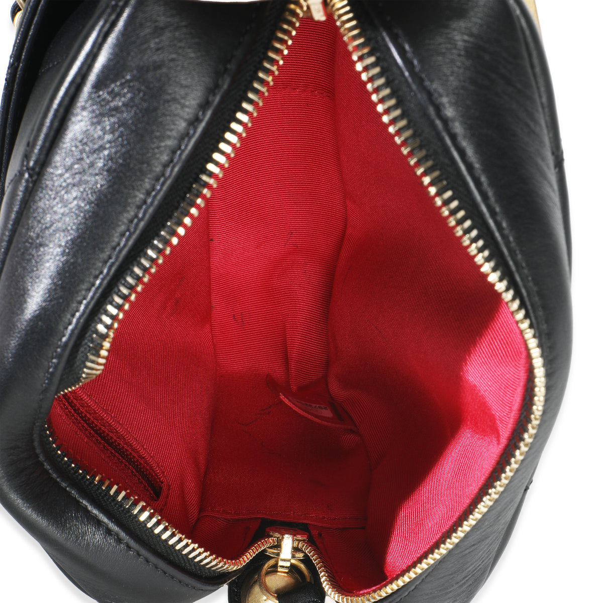 Black Quilted Lambskin Enchained Logo Chain Camera Case