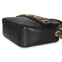 Black Quilted Lambskin Enchained Logo Chain Camera Case