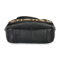 Black Quilted Lambskin Enchained Logo Chain Camera Case