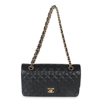 Black Quilted Caviar Medium Classic Double Flap Bag