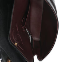 Black Quilted Caviar Medium Classic Double Flap Bag