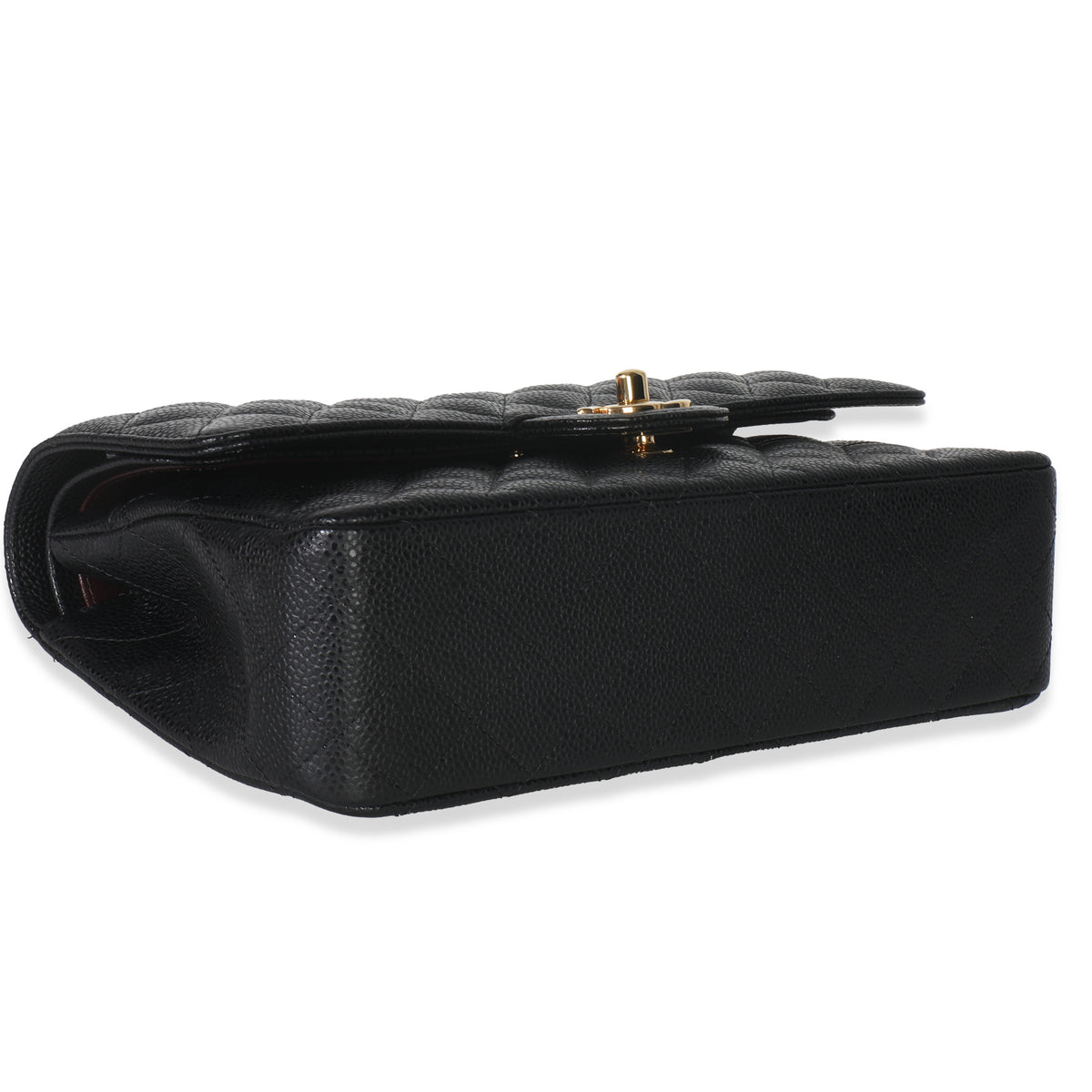 Black Quilted Caviar Medium Classic Double Flap Bag
