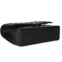 Black Quilted Caviar Medium Classic Double Flap Bag