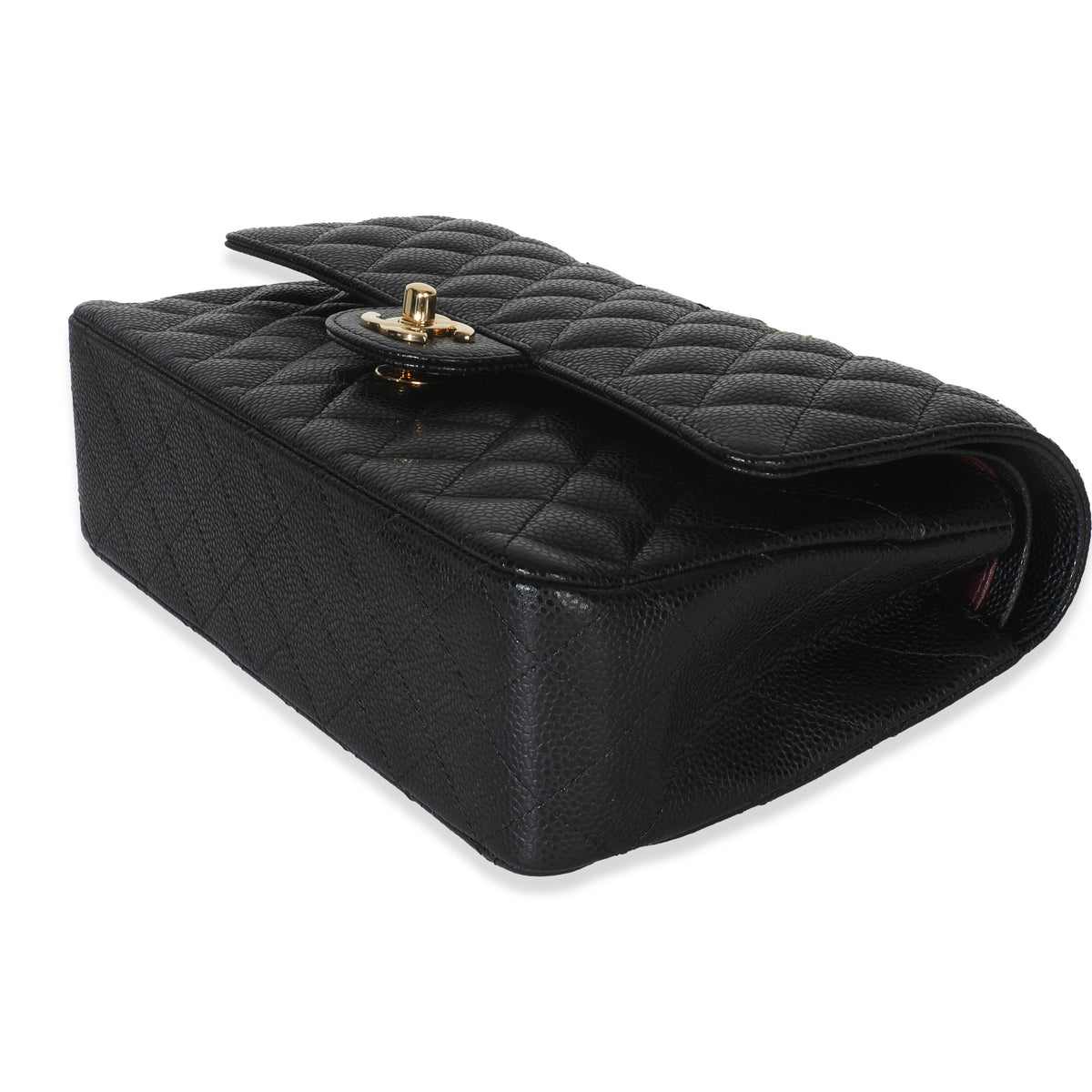 Black Quilted Caviar Medium Classic Double Flap Bag