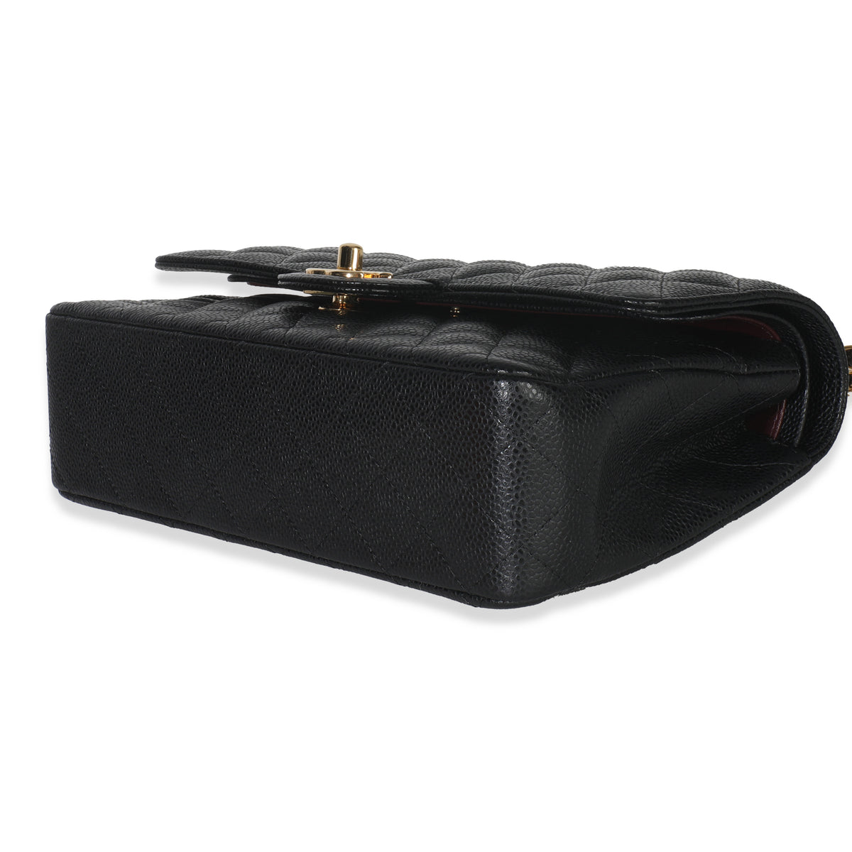 Black Quilted Caviar Medium Classic Double Flap Bag
