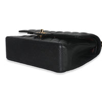 Black Quilted Caviar Medium Classic Double Flap Bag