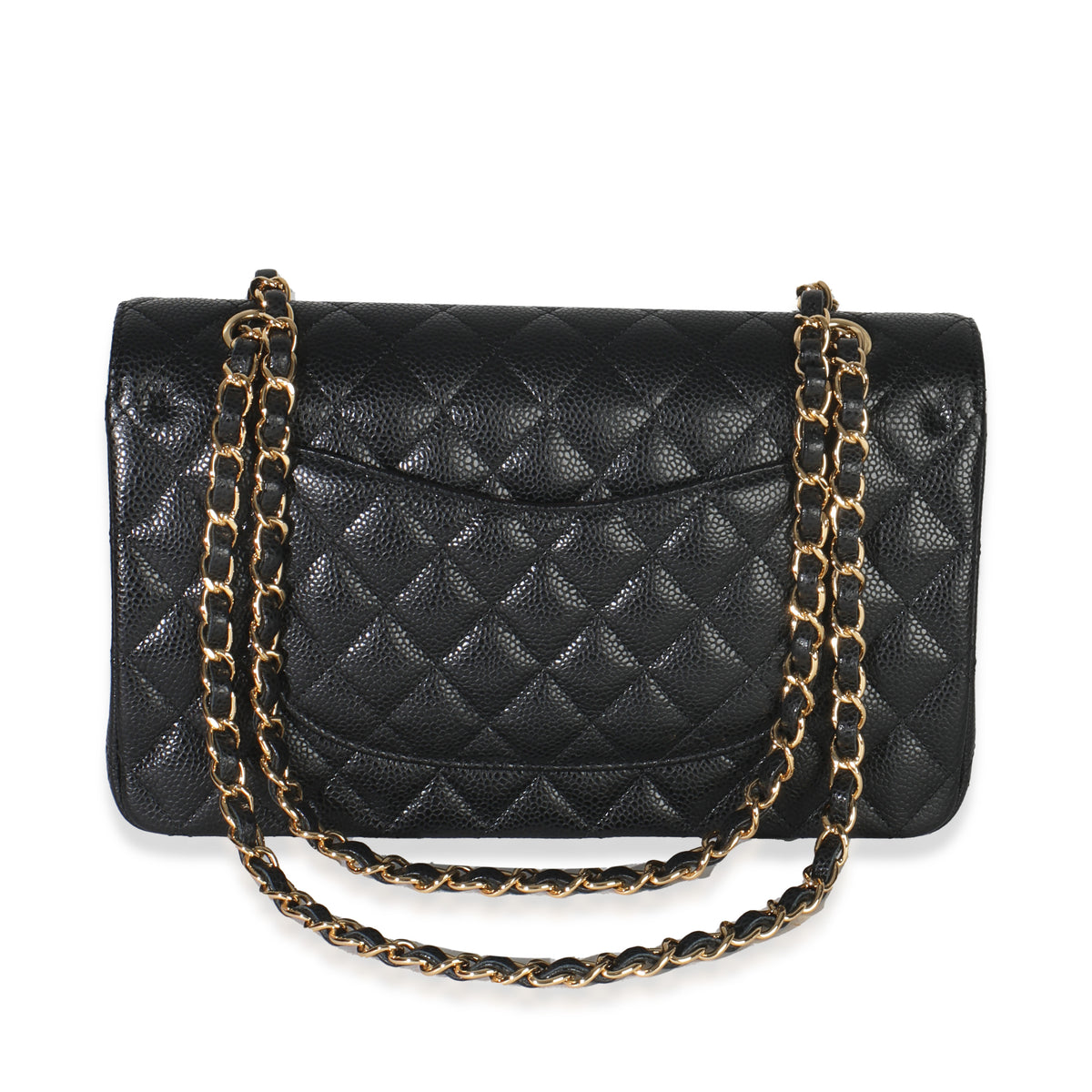 Black Quilted Caviar Medium Classic Double Flap Bag