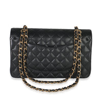 Black Quilted Caviar Medium Classic Double Flap Bag