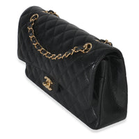 Black Quilted Caviar Medium Classic Double Flap Bag