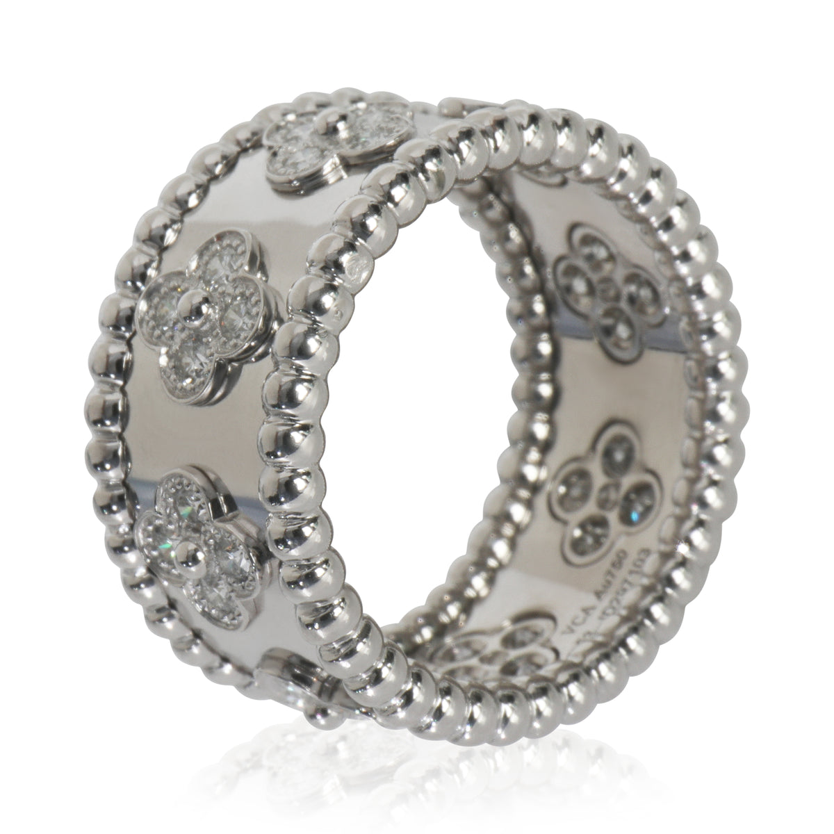 White Gold Diamond Perlee Clovers Ring