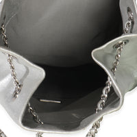 Silver Metallic Lambskin Seoul Drawstring Backpack