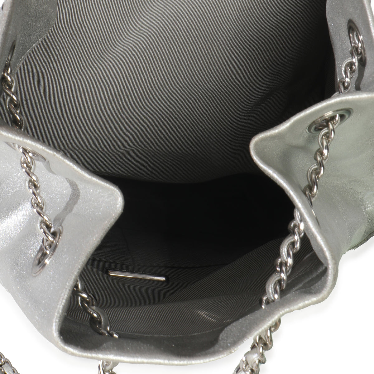 Silver Metallic Lambskin Seoul Drawstring Backpack