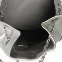 Silver Metallic Lambskin Seoul Drawstring Backpack