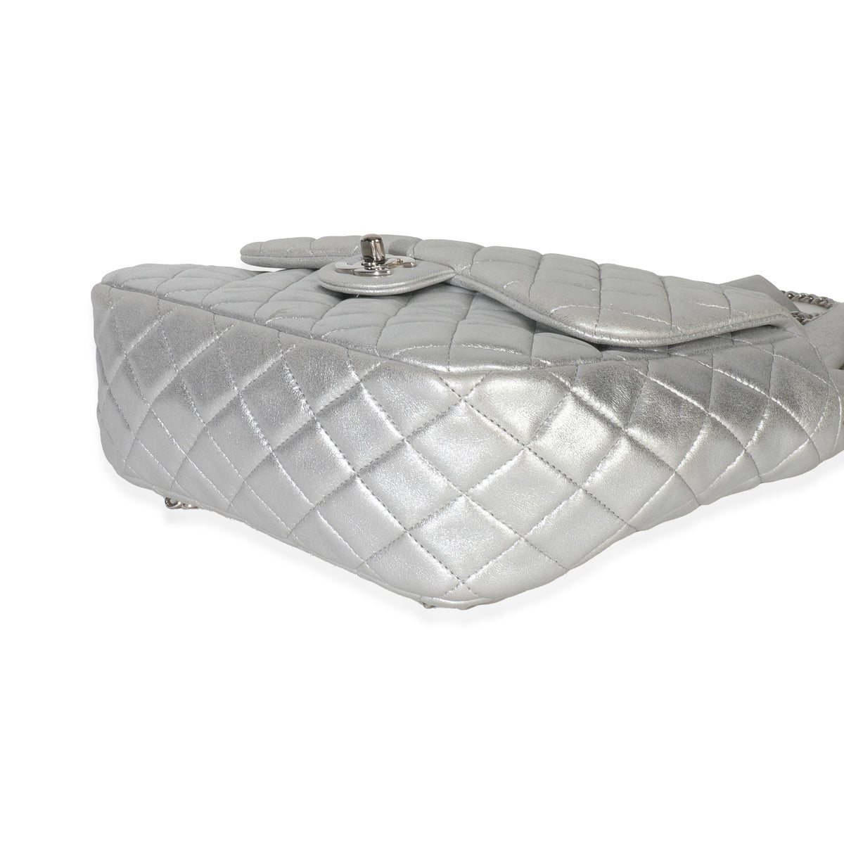 Silver Metallic Lambskin Seoul Drawstring Backpack