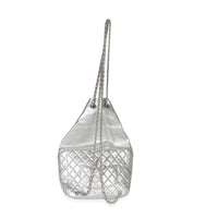 Silver Metallic Lambskin Seoul Drawstring Backpack