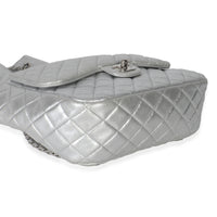 Silver Metallic Lambskin Seoul Drawstring Backpack