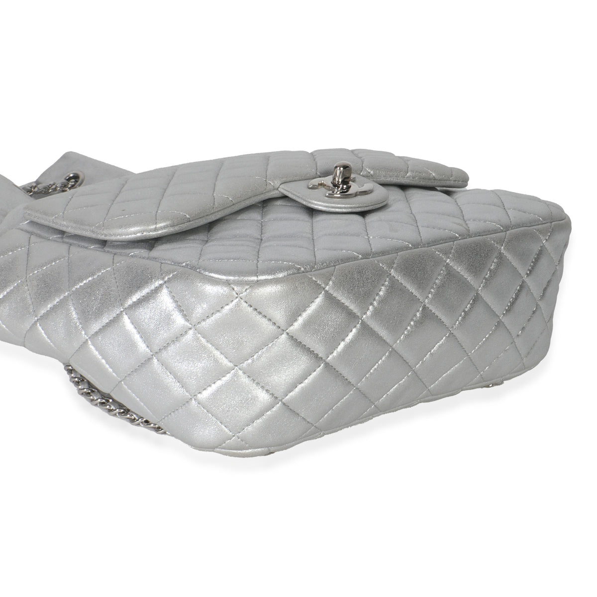 Silver Metallic Lambskin Seoul Drawstring Backpack