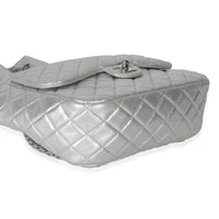 Silver Metallic Lambskin Seoul Drawstring Backpack