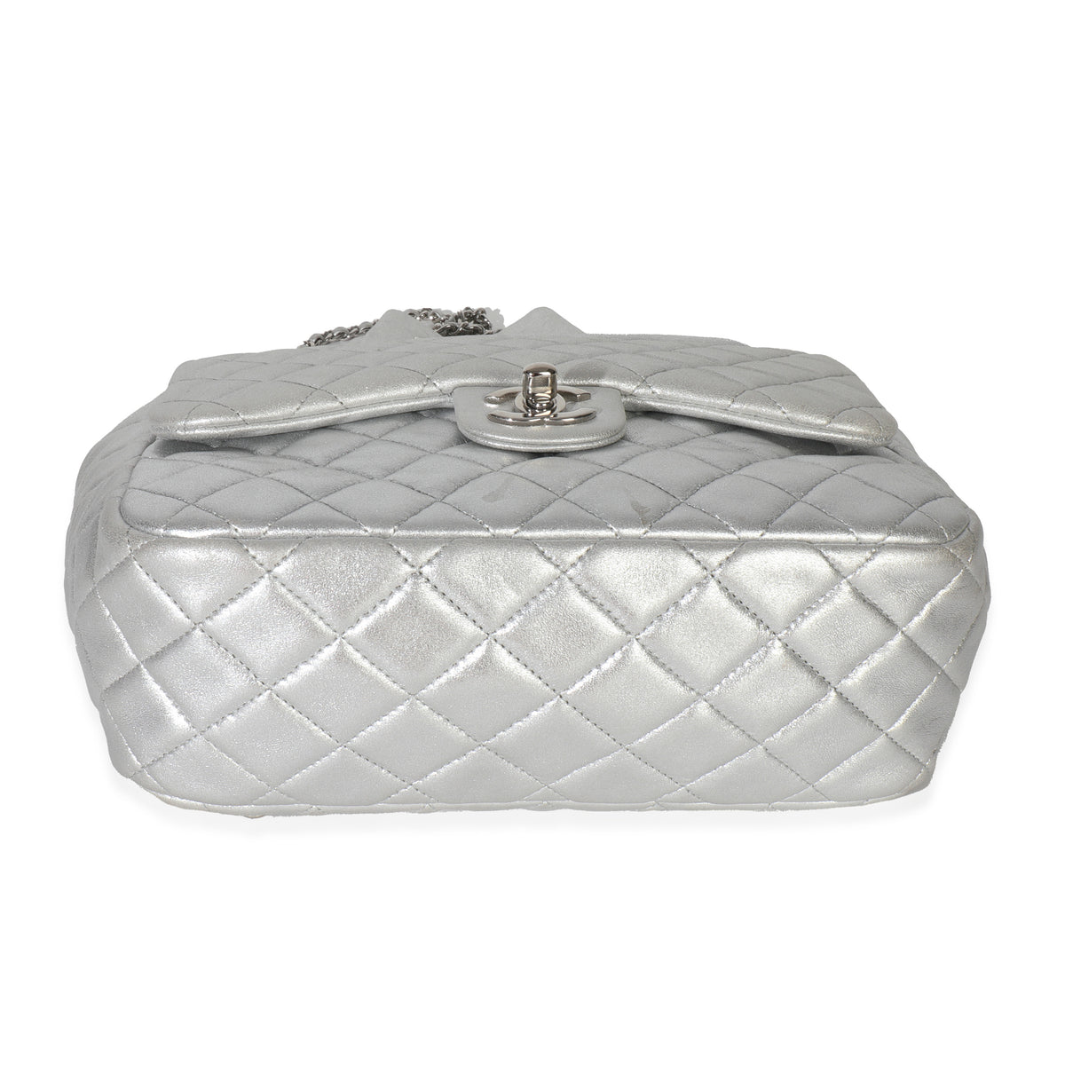 Silver Metallic Lambskin Seoul Drawstring Backpack