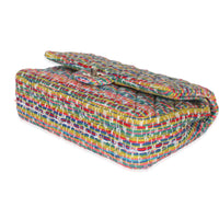 Green Yellow Red Multicolor Tweed Medium Classic Double Flap Bag