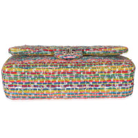 Green Yellow Red Multicolor Tweed Medium Classic Double Flap Bag