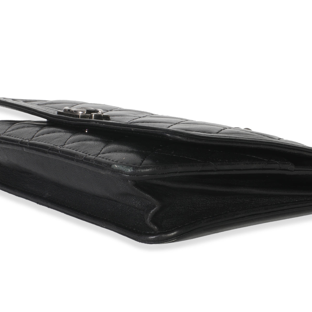 Black Quilted Lambskin Boy Wallet On Chain