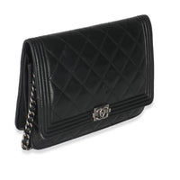 Black Quilted Lambskin Boy Wallet On Chain