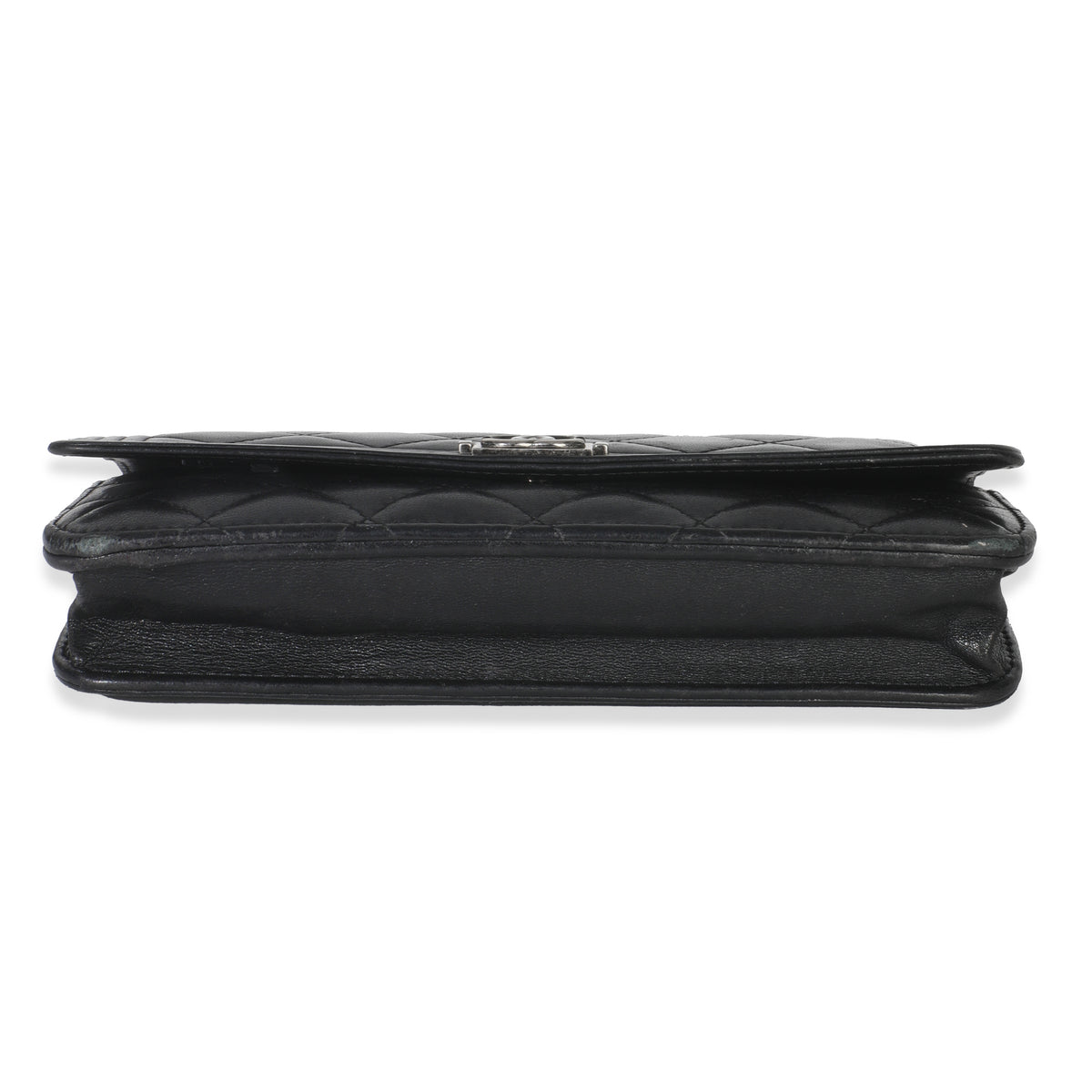 Black Quilted Lambskin Boy Wallet On Chain