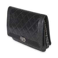 Black Quilted Lambskin Boy Wallet On Chain