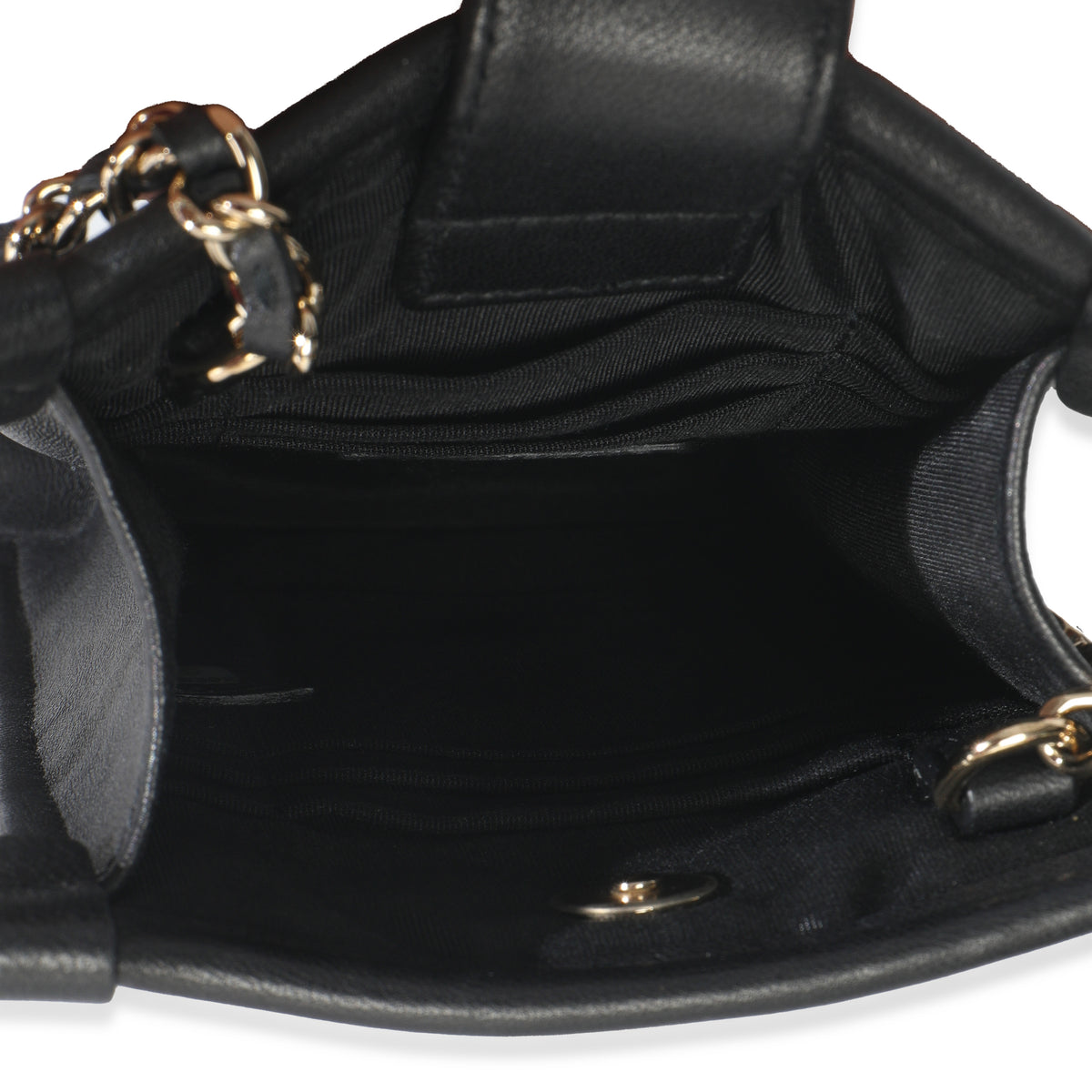 Black Tweed PVC Logo Pouch With Chain