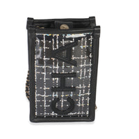 Black Tweed PVC Logo Pouch With Chain