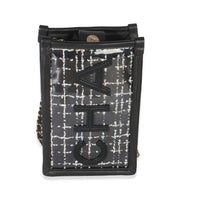 Black Tweed PVC Logo Pouch With Chain