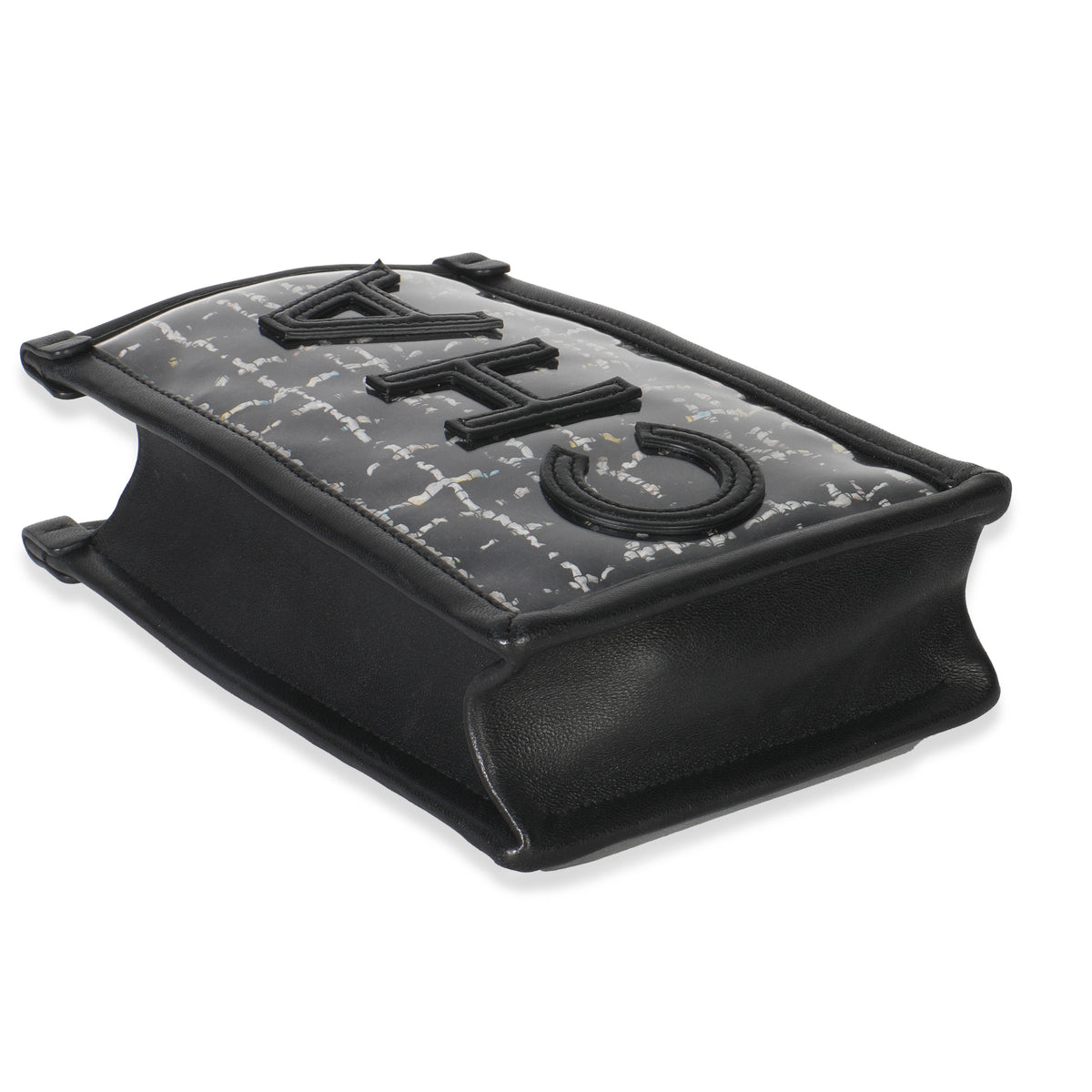 Black Tweed PVC Logo Pouch With Chain