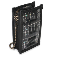 Black Tweed PVC Logo Pouch With Chain