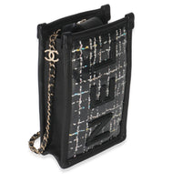 Black Tweed PVC Logo Pouch With Chain