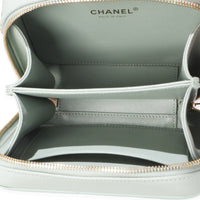 Mint Quilted Caviar Small CC Filigree Vanity Case