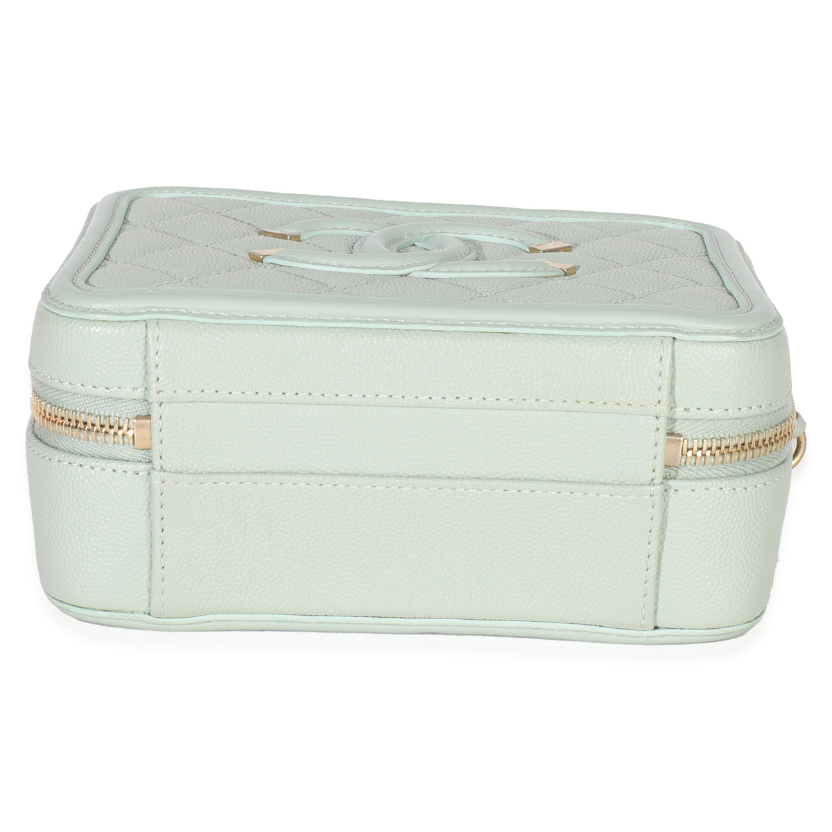 Mint Quilted Caviar Small CC Filigree Vanity Case