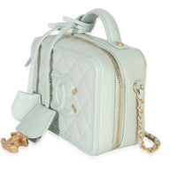 Mint Quilted Caviar Small CC Filigree Vanity Case