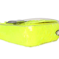 Neon Yellow Satin Sequin Paillettes Elaphe Sequin Medium Baguette Bag