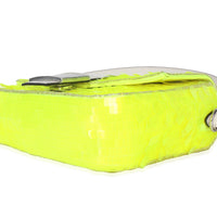 Neon Yellow Satin Sequin Paillettes Elaphe Sequin Medium Baguette Bag
