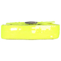 Neon Yellow Satin Sequin Paillettes Elaphe Sequin Medium Baguette Bag