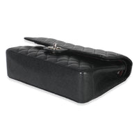 Black Quilted Caviar Medium Classic Double Flap Bag