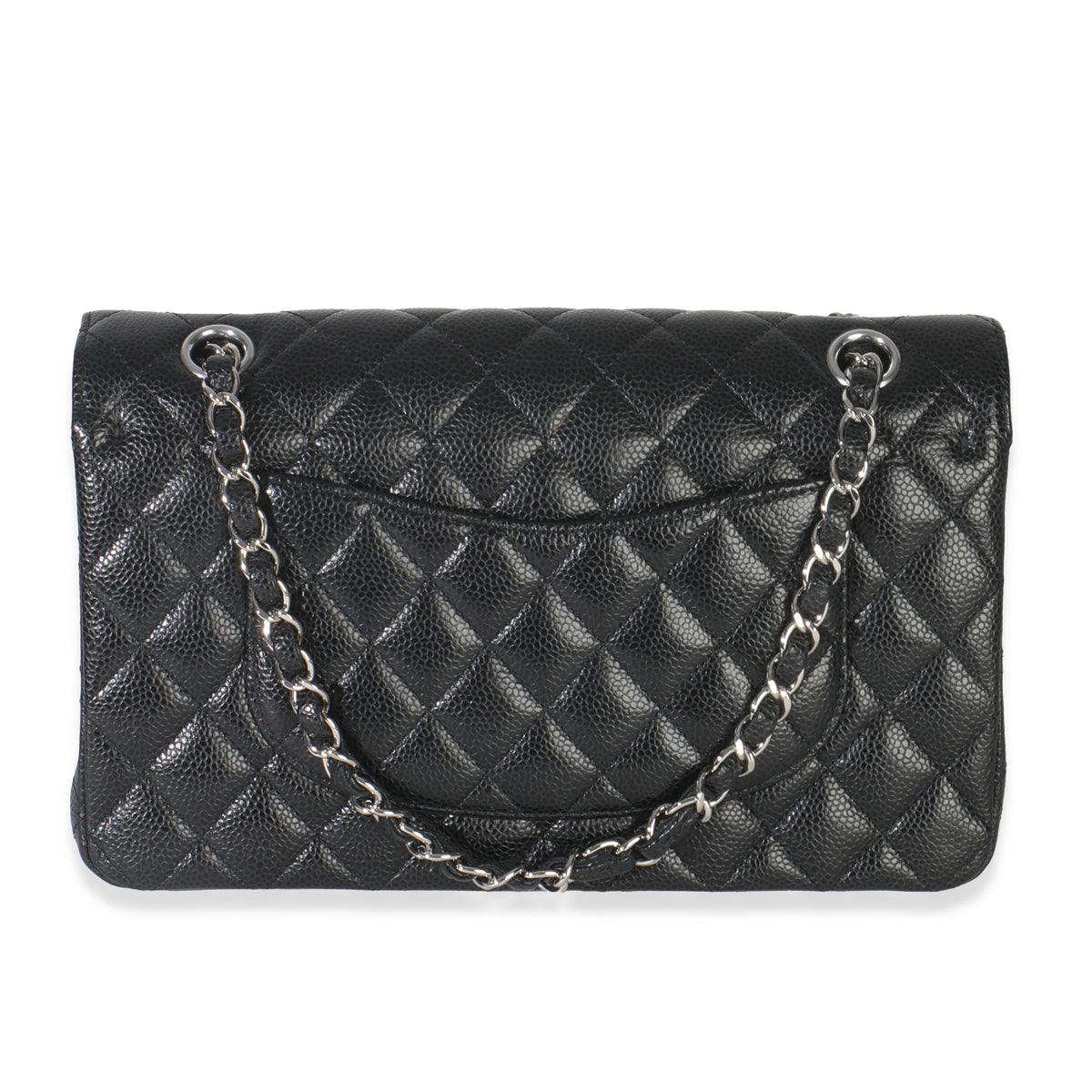 Black Quilted Caviar Medium Classic Double Flap Bag
