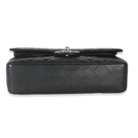 Black Quilted Caviar Medium Classic Double Flap Bag