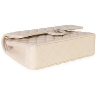 Beige Quilted Caviar Medium Classic Double Flap Handbag