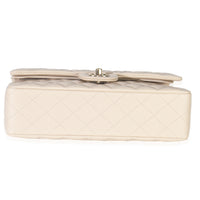 Beige Quilted Caviar Medium Classic Double Flap Handbag