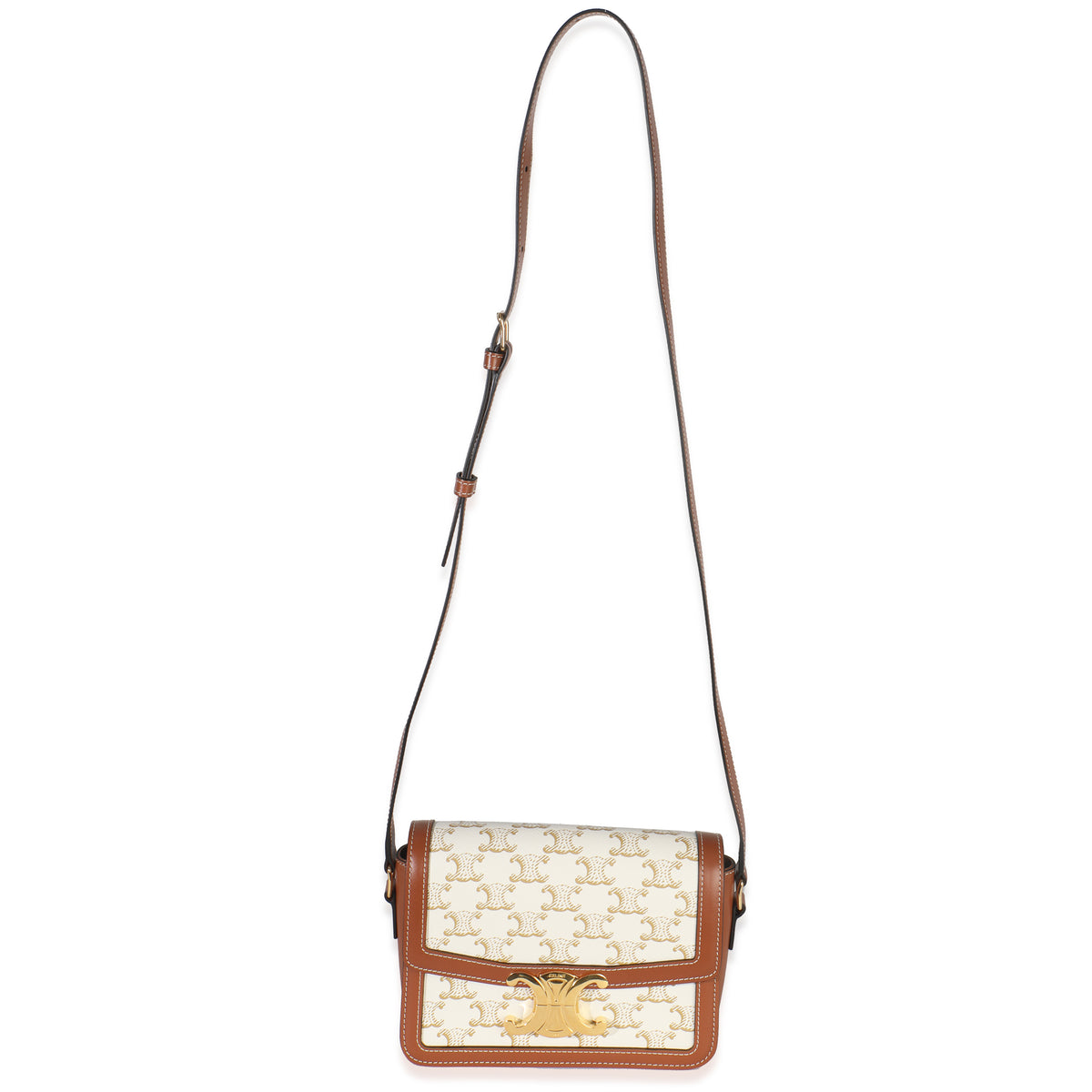 White Calfskin Triomphe Canvas Teen Triomphe