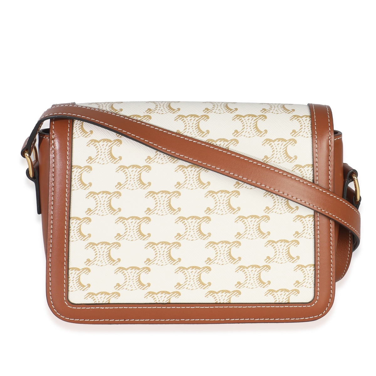 White Calfskin Triomphe Canvas Teen Triomphe